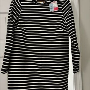 LOFT Black and White Long Sleeve Dress